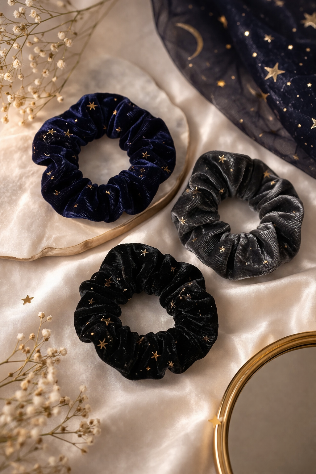 3pcs Velvet Cosmos Scrunchies