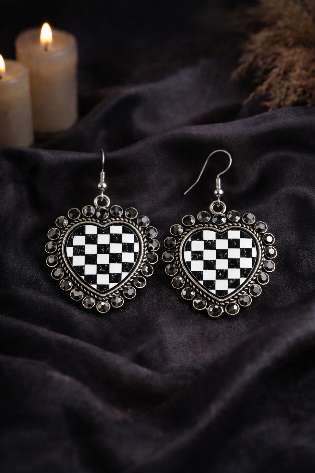 Chess Heart Earrings