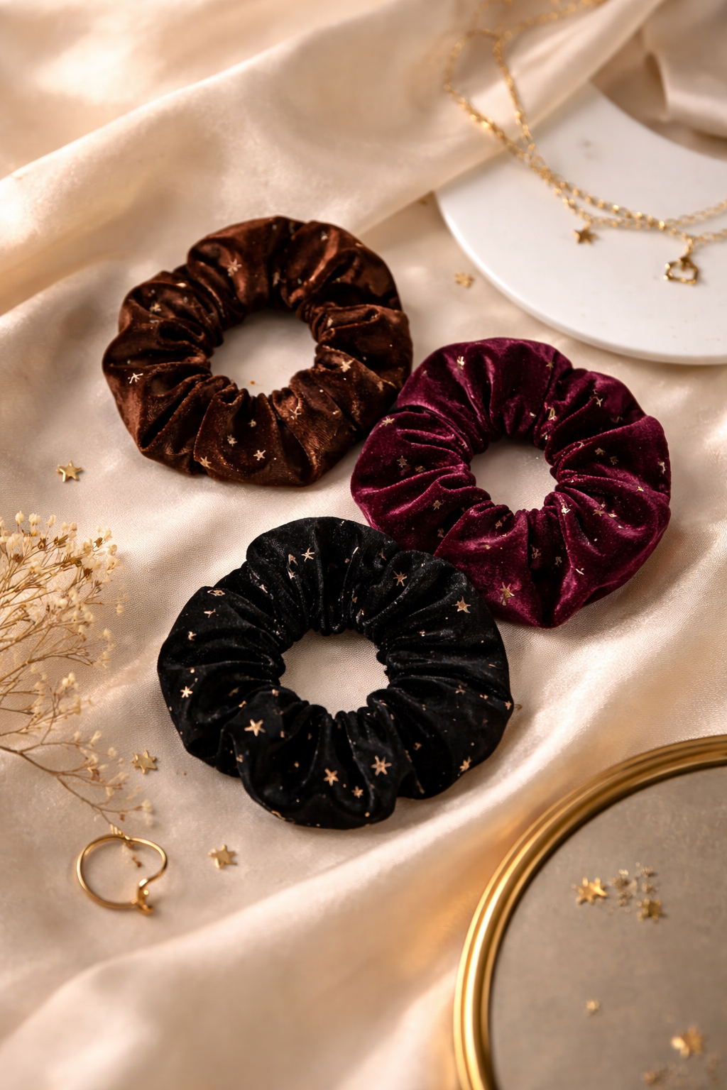 3pcs Velvet Cosmos Scrunchies