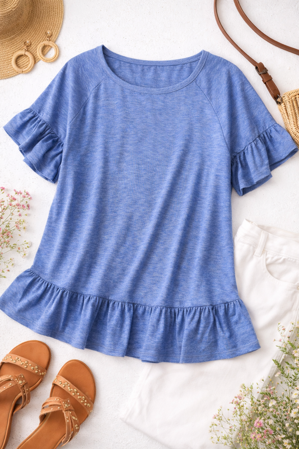 Ruffled Dusk Blue Blouse