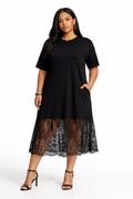 Black Lace Hem Dress